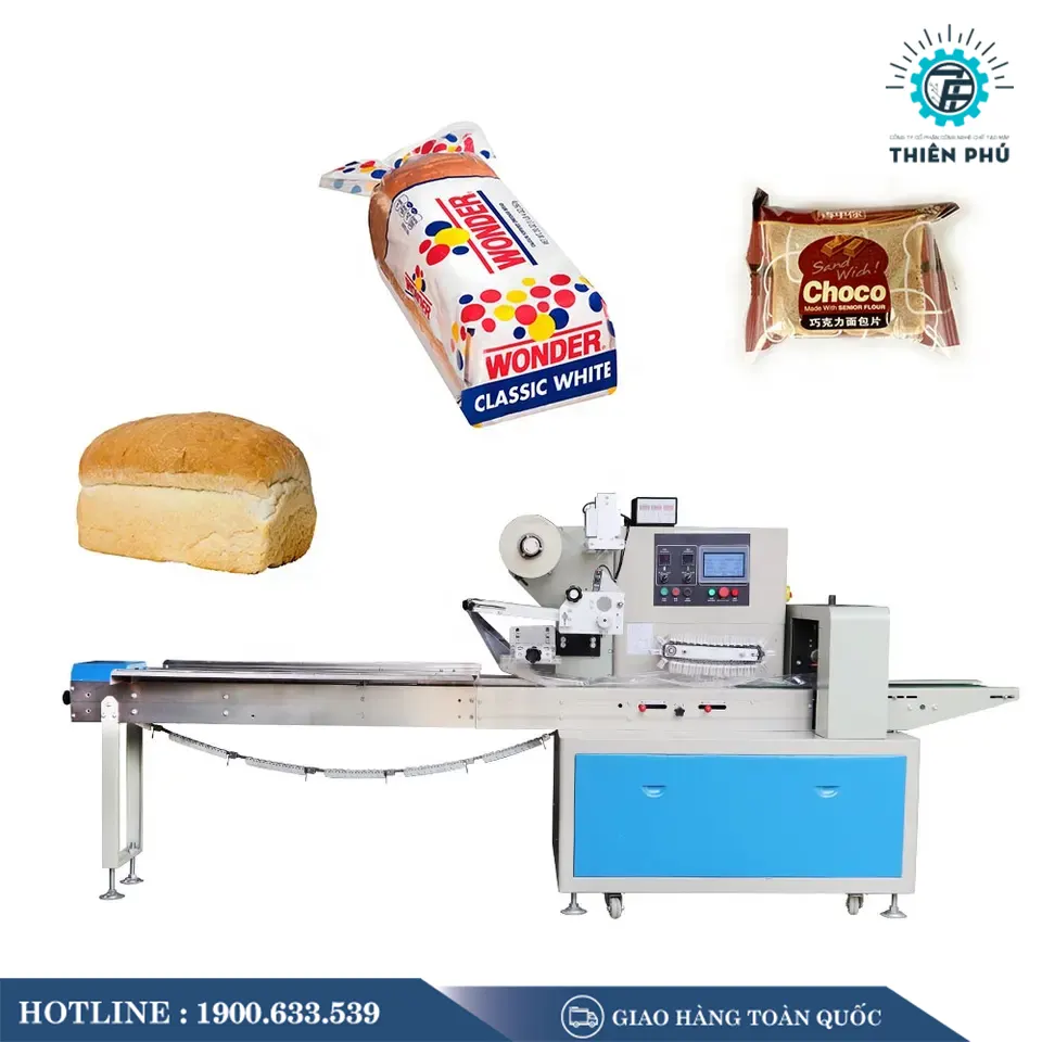 Máy đóng gói bánh pía có thể tự động đóng gói bánh pía, giúp tăng năng suất sản xuất bánh pía.